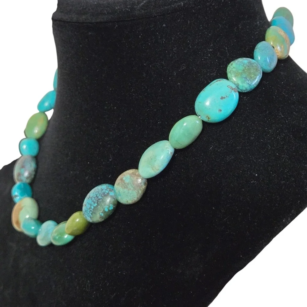 Carolyn Pollack Relios 925 Kingman Turquoise Beaded Necklace Bracelet Set Toggle